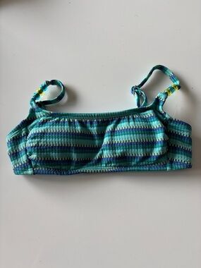 wild fable striped teal aqua blue bikini top